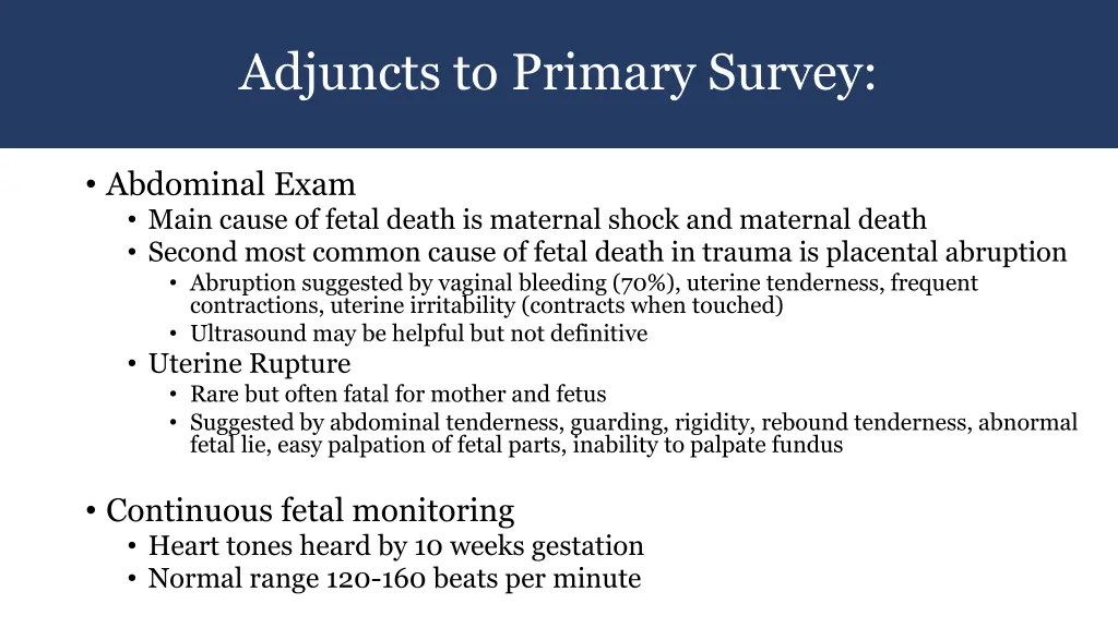 adjuncts to primary survey