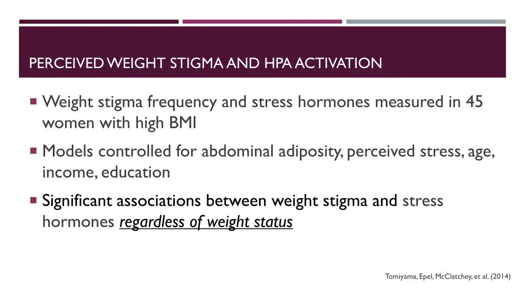 perceived weight stigma and hpa activation