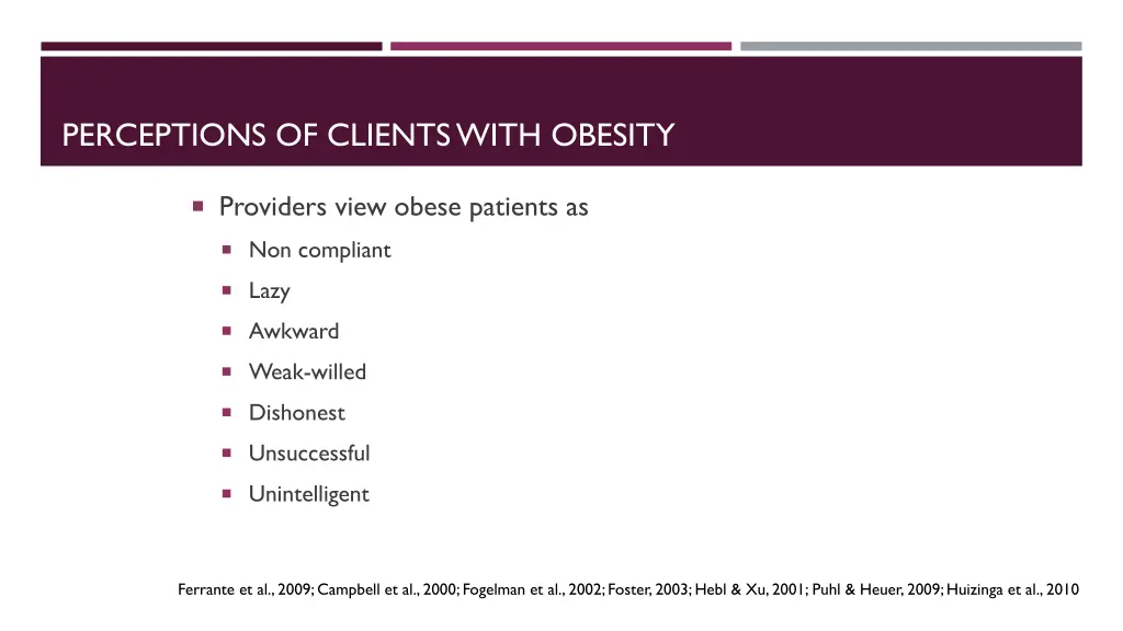 perceptions of clients with obesity