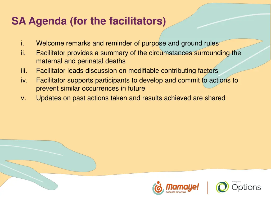 sa agenda for the facilitators