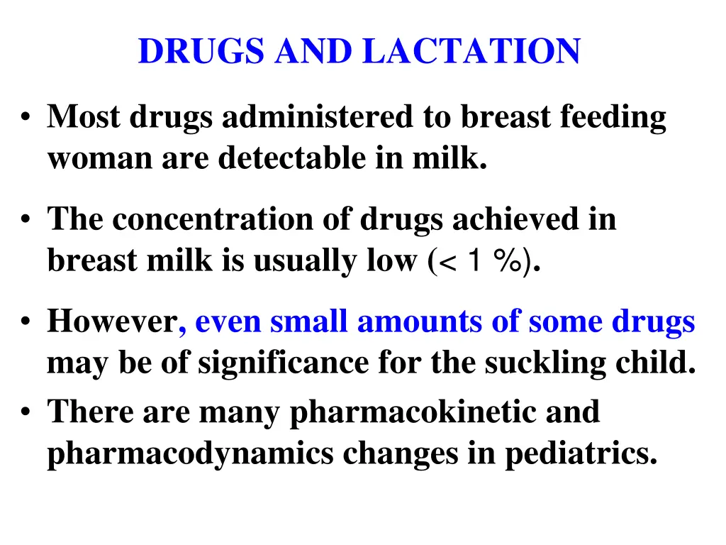 drugs and lactation