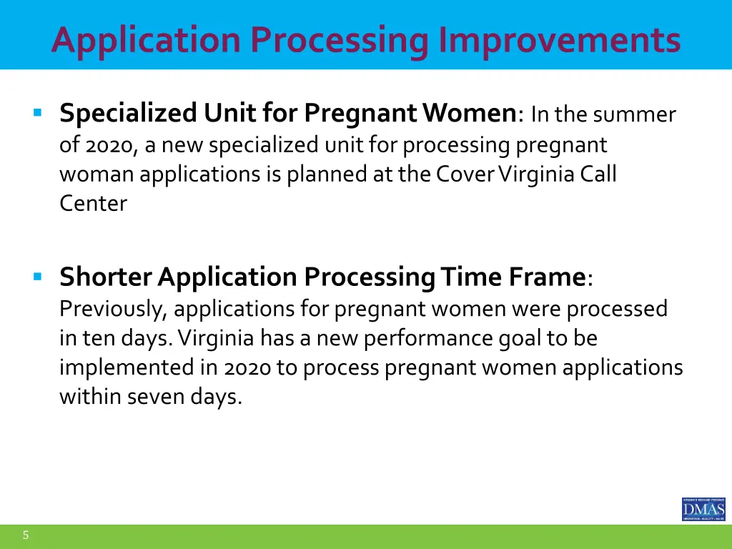 application processing improvements