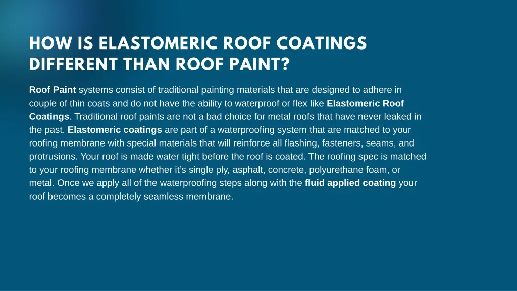 how is elastomeric roof coatings different than