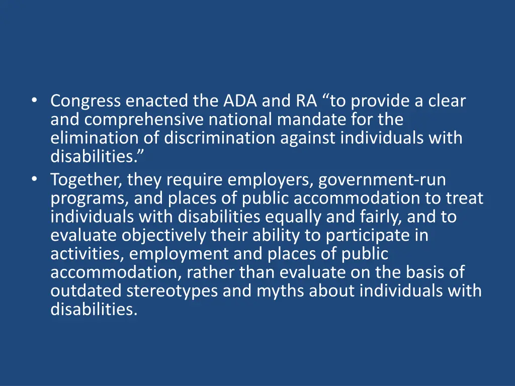 congress enacted the ada and ra to provide