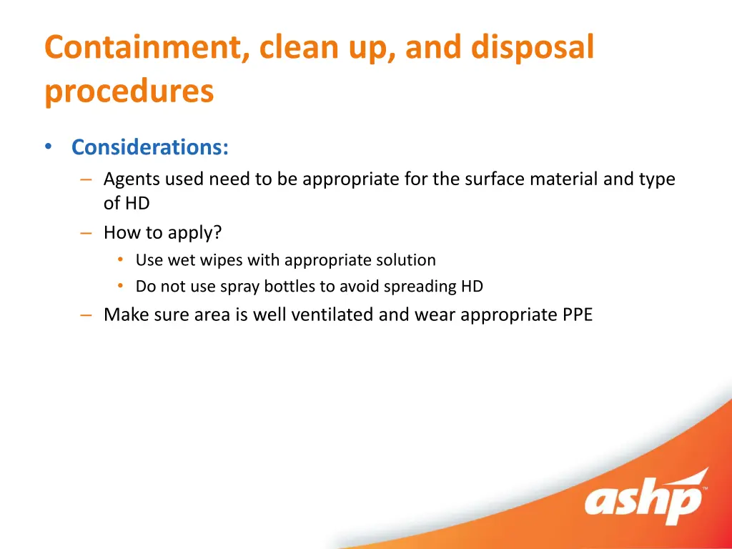 containment clean up and disposal procedures