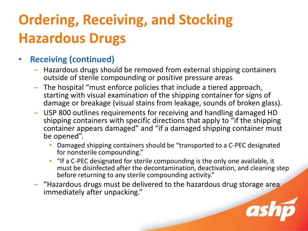 ordering receiving and stocking hazardous drugs 2