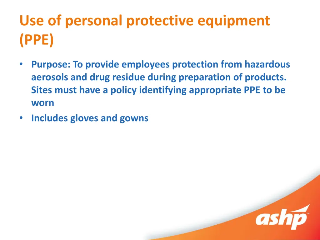 use of personal protective equipment ppe