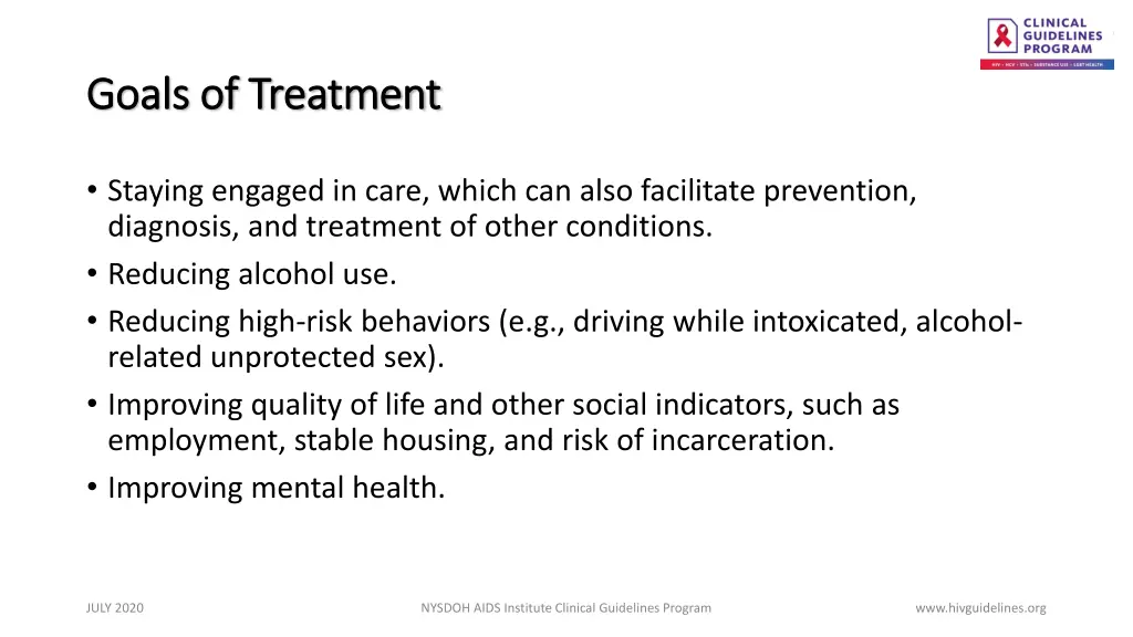 goals of treatment goals of treatment