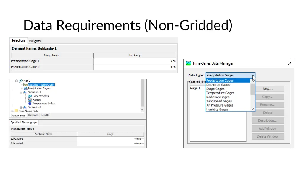 data requirements non gridded