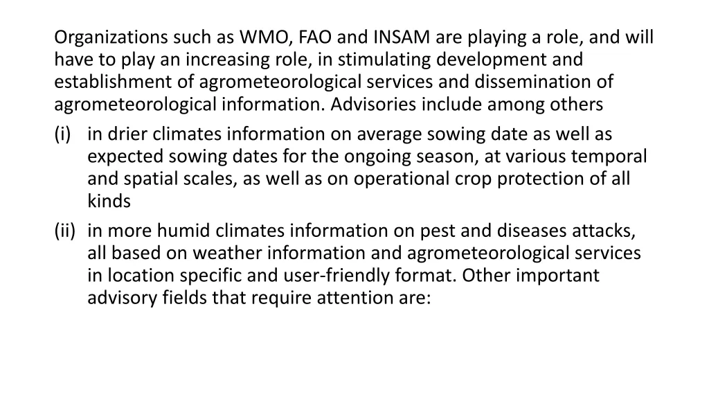 organizations such as wmo fao and insam