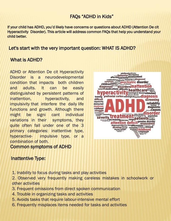 faqs adhd in kids