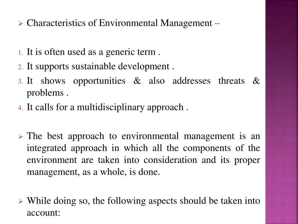 characteristics of environmental management