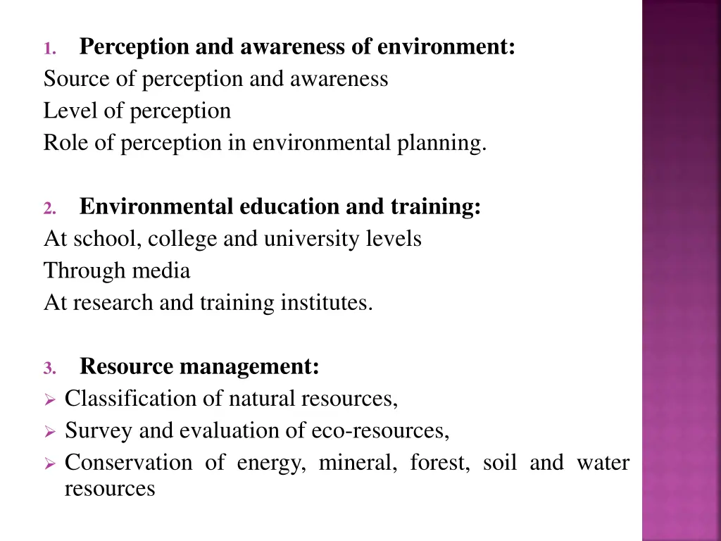 perception and awareness of environment