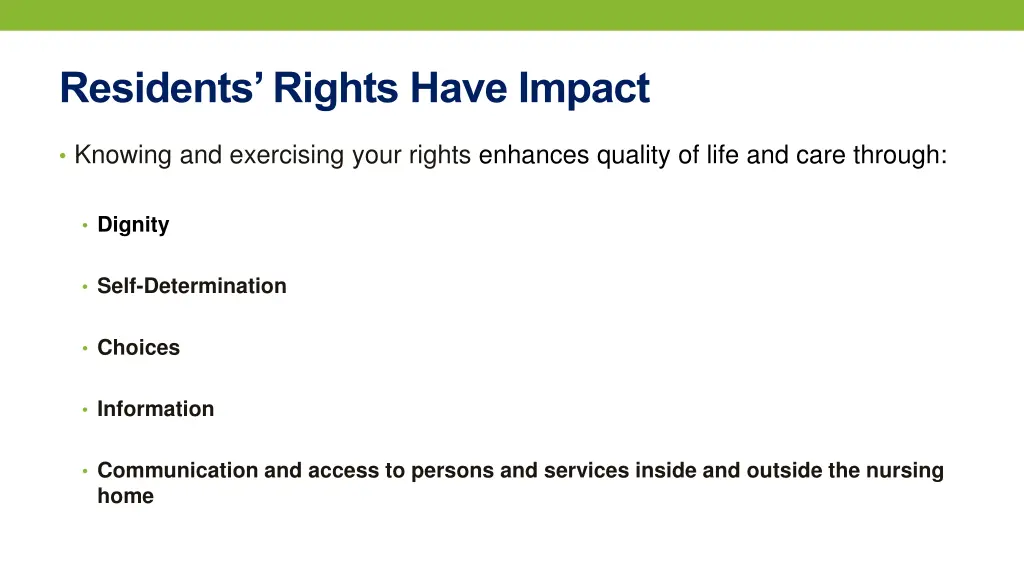 residents rights have impact