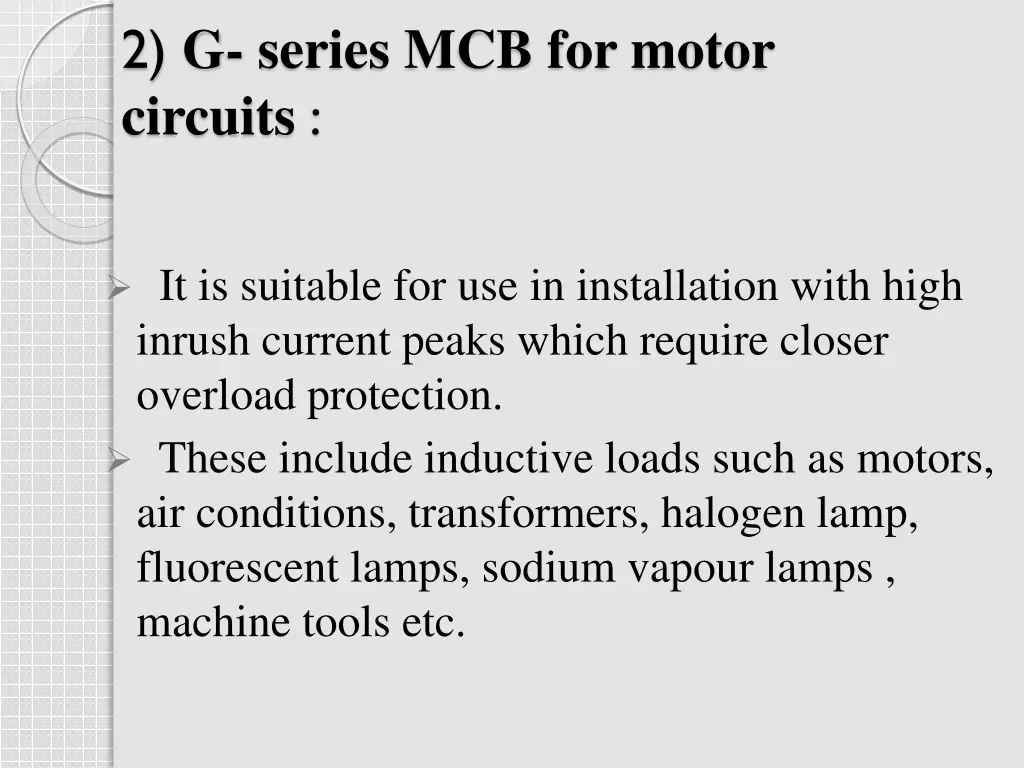 2 g series mcb for motor circuits