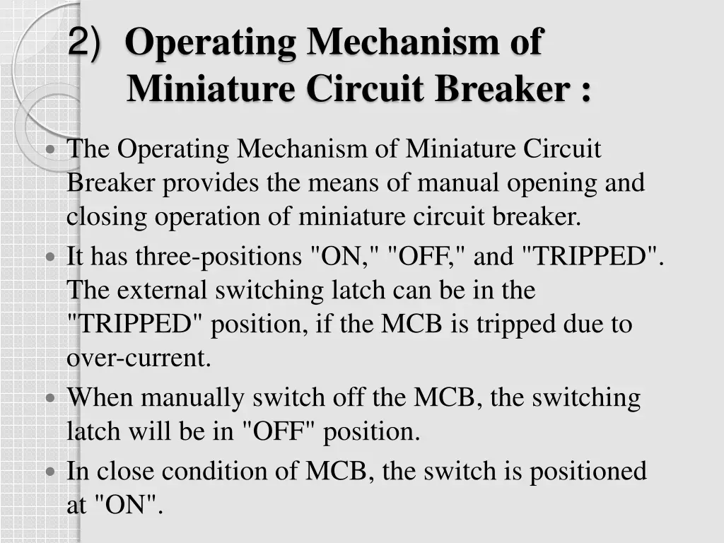 2 operating mechanism of miniature circuit breaker