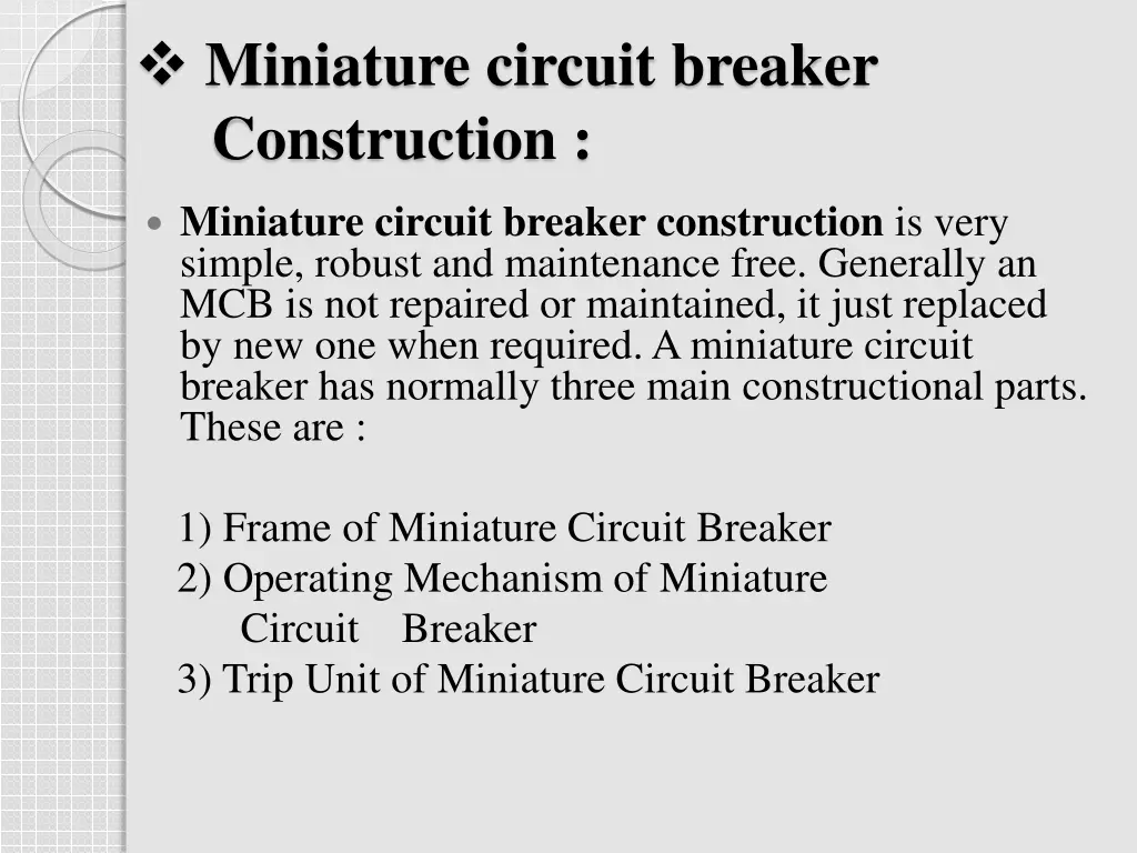 miniature circuit breaker construction