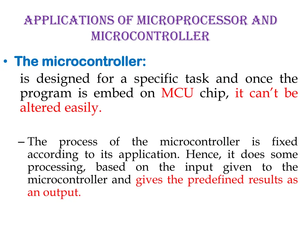 applications of microprocessor and microcontroller 1