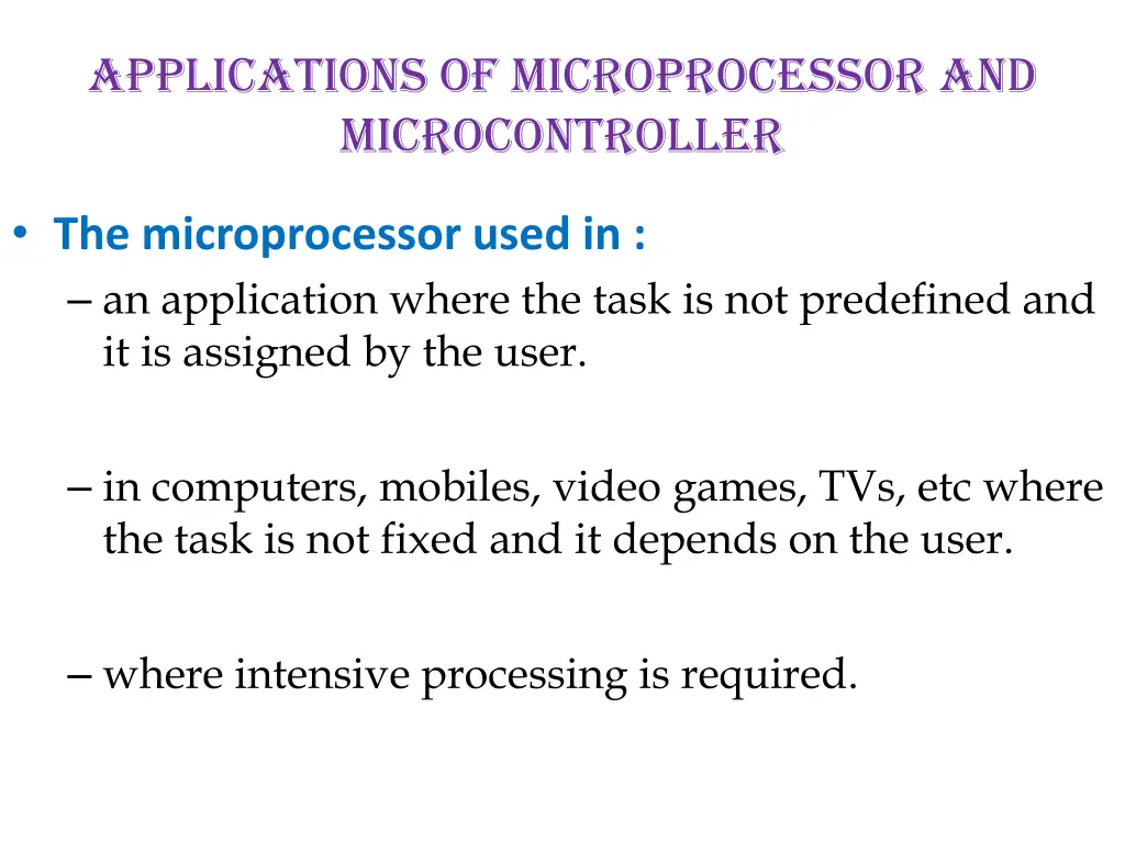 applications of microprocessor and microcontroller