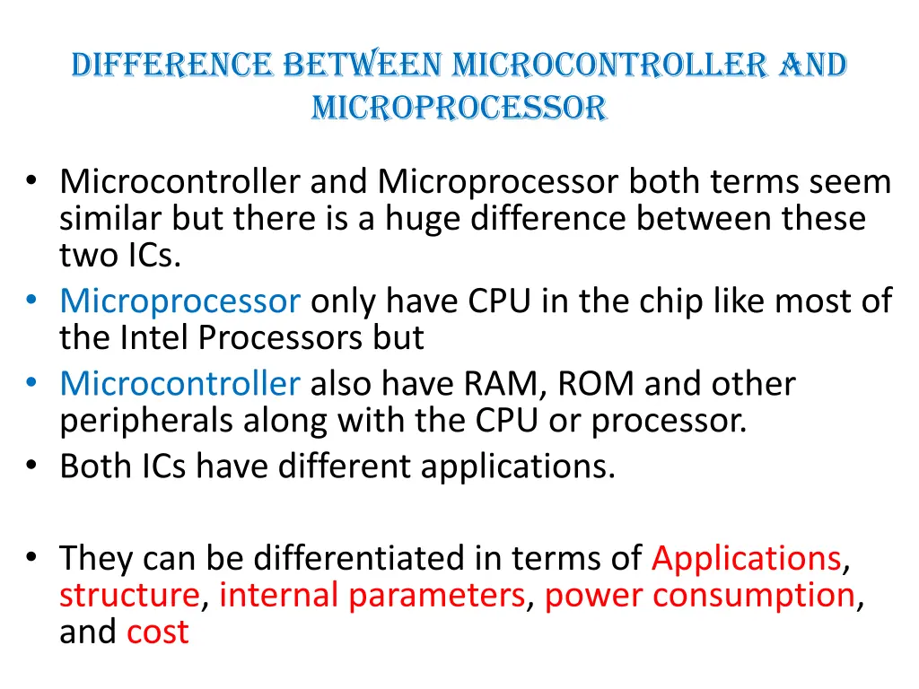 difference between microcontroller