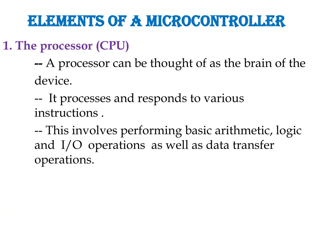 elements of a microcontroller elements