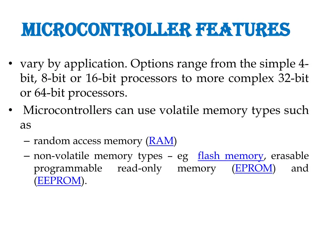 microcontroller features microcontroller features