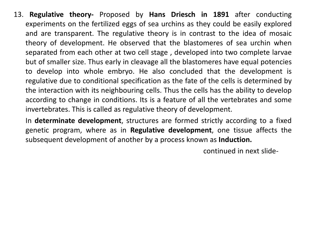 13 regulative theory proposed by hans driesch