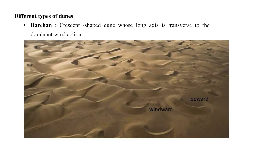 different types of dunes barchan crescent shaped