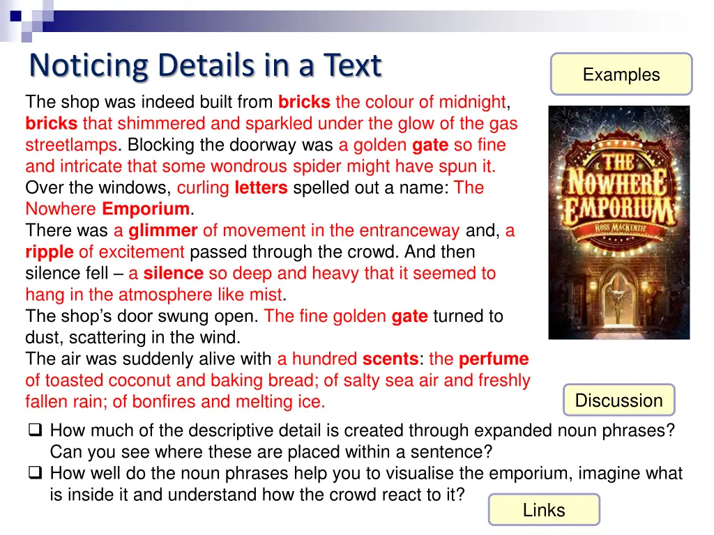 noticing details in a text