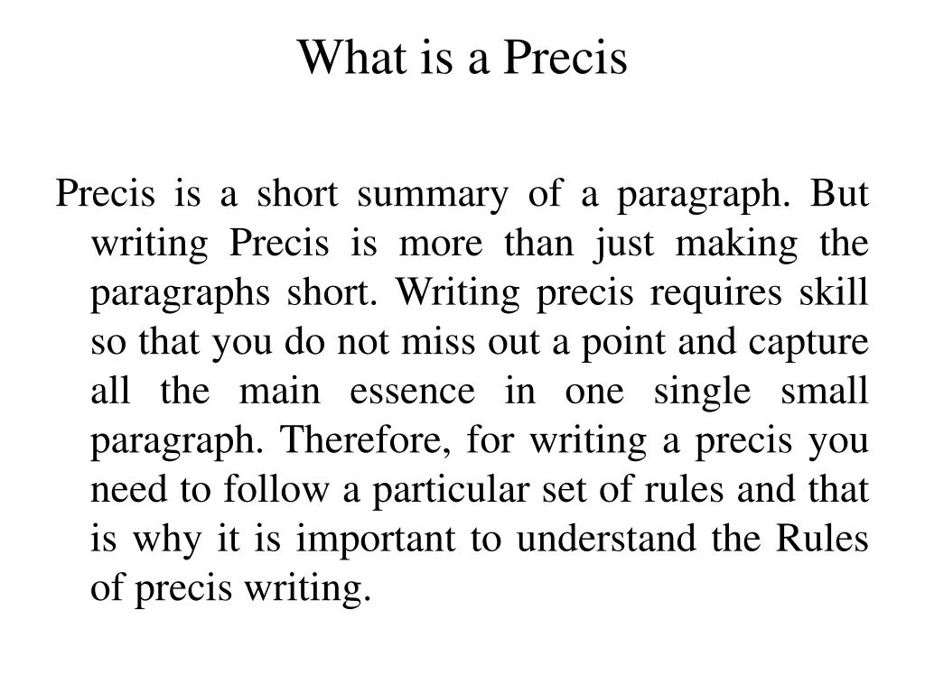 what is a precis