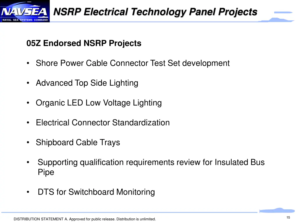 nsrp electrical technology panel projects