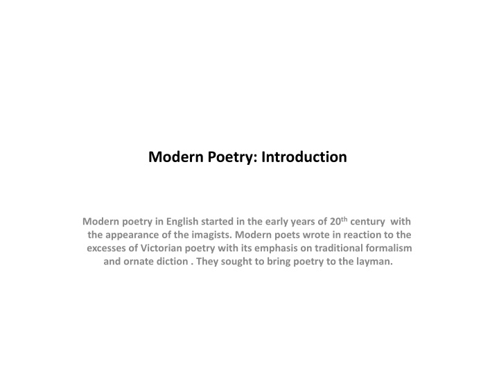 modern poetry introduction