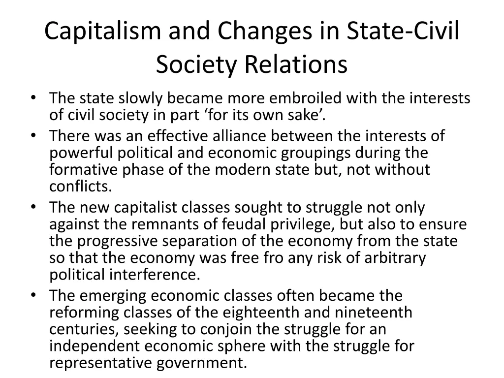 capitalism and changes in state civil society