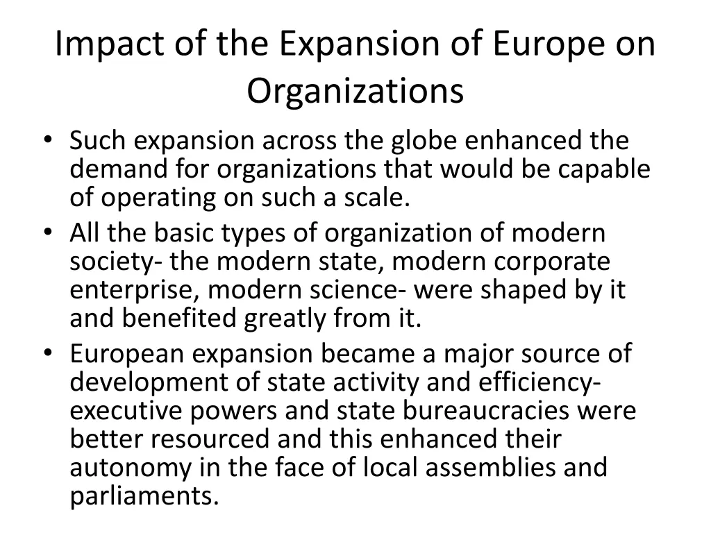 impact of the expansion of europe