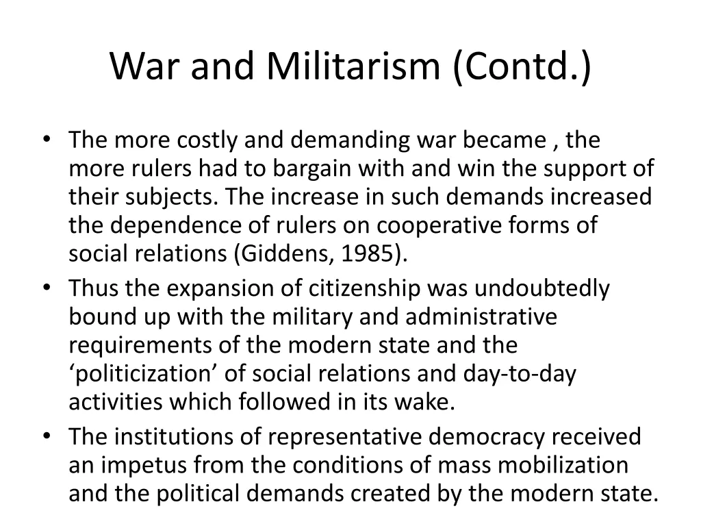 war and militarism contd 1