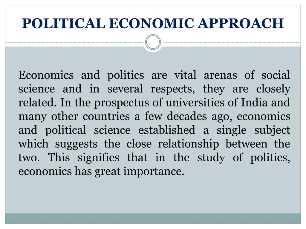 political economic approach