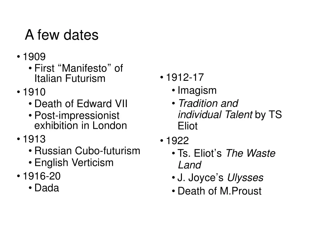 a few dates