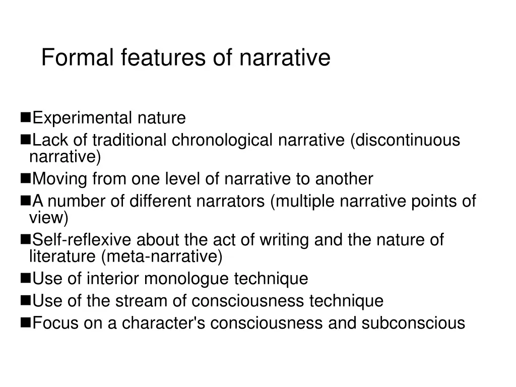 formal features of narrative