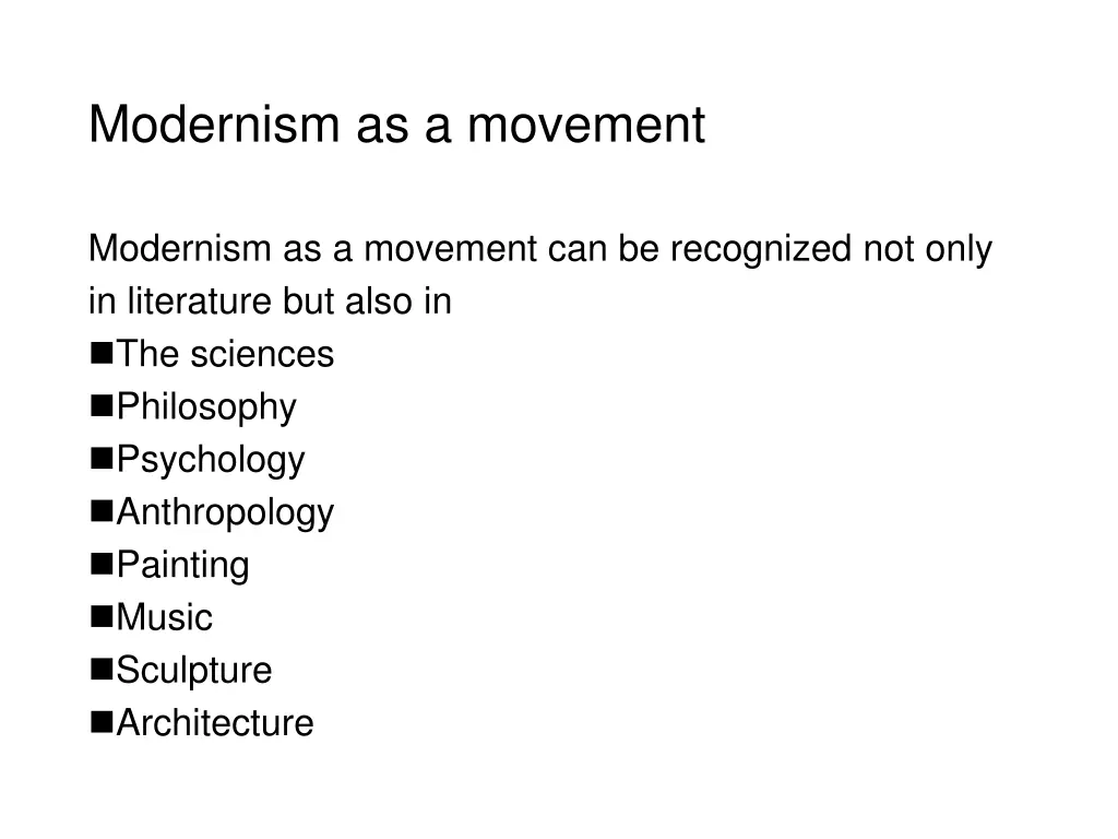 modernism as a movement