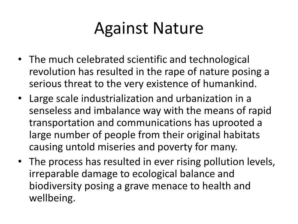 against nature