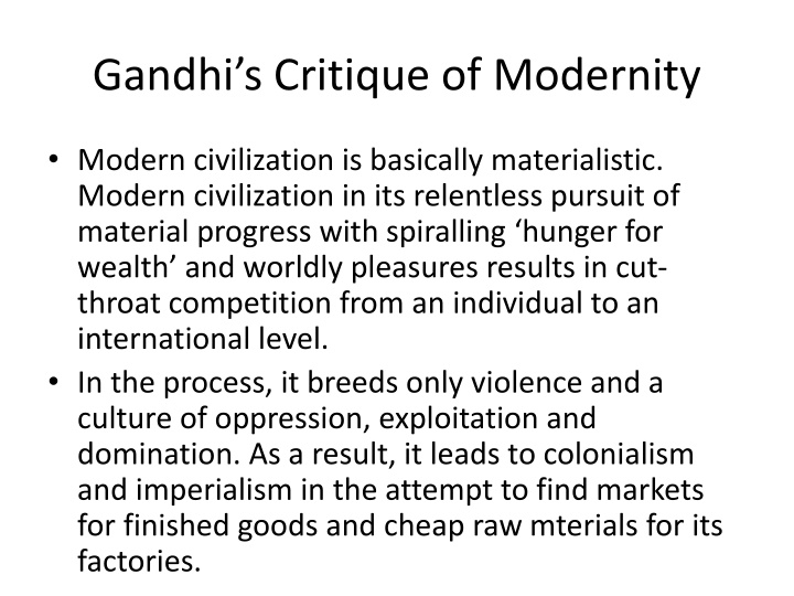 gandhi s critique of modernity