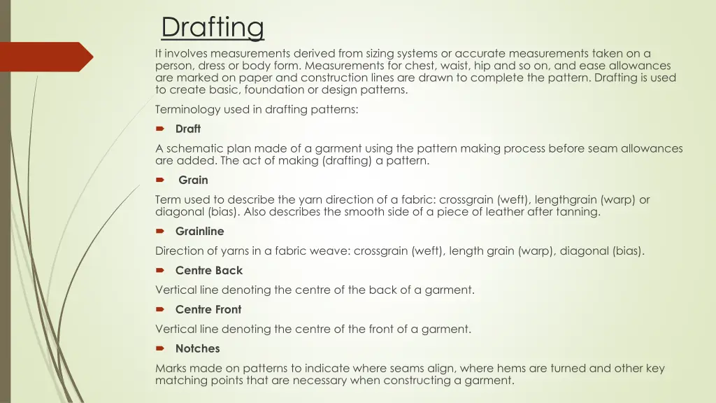 drafting it involves measurements derived from