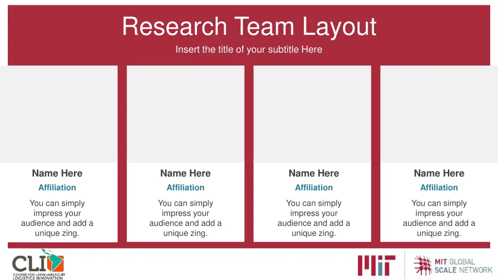 research team layout insert the title of your