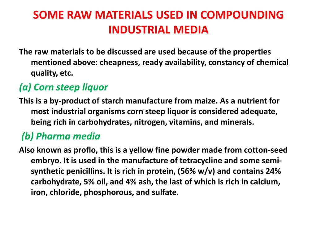 some raw materials used in compounding industrial