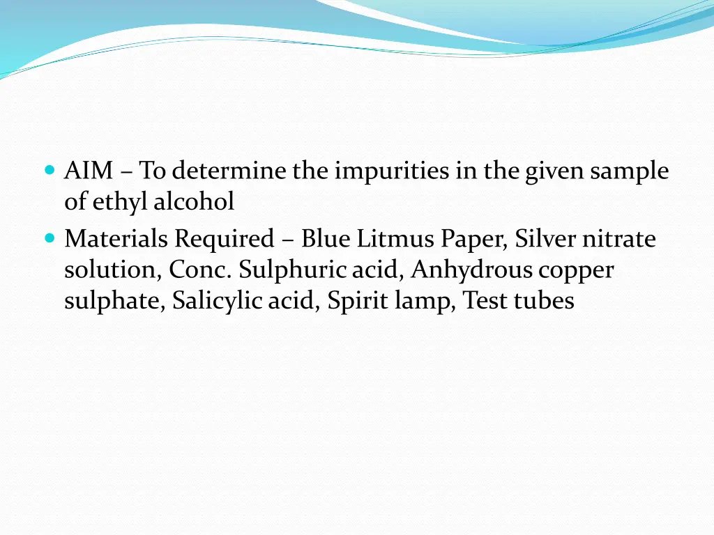 aim to determine the impurities in the given