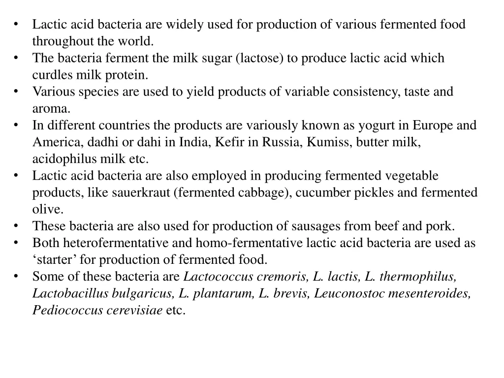 lactic acid bacteria are widely used