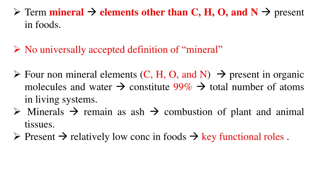 term mineral elements other than