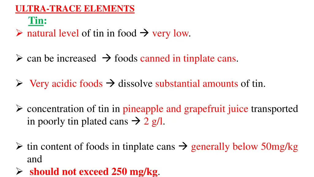 ultra trace elements tin natural level