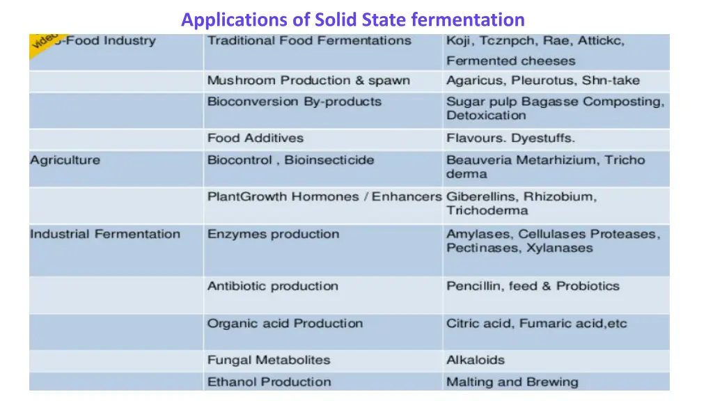 applications of solid state fermentation