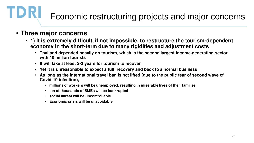 economic restructuring projects and major concerns